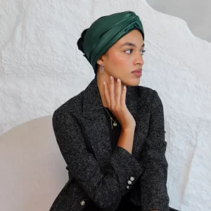 Green satin turban